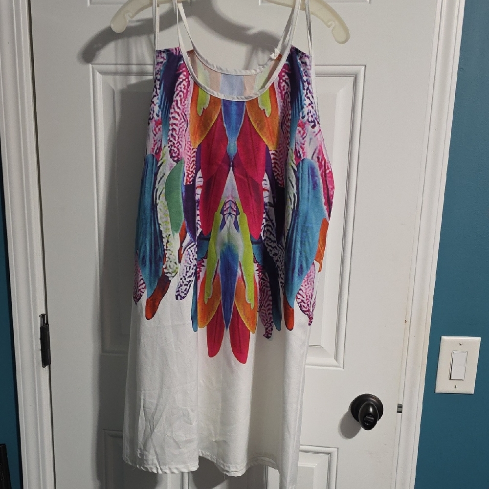 Colorful Feather Print Tank Top